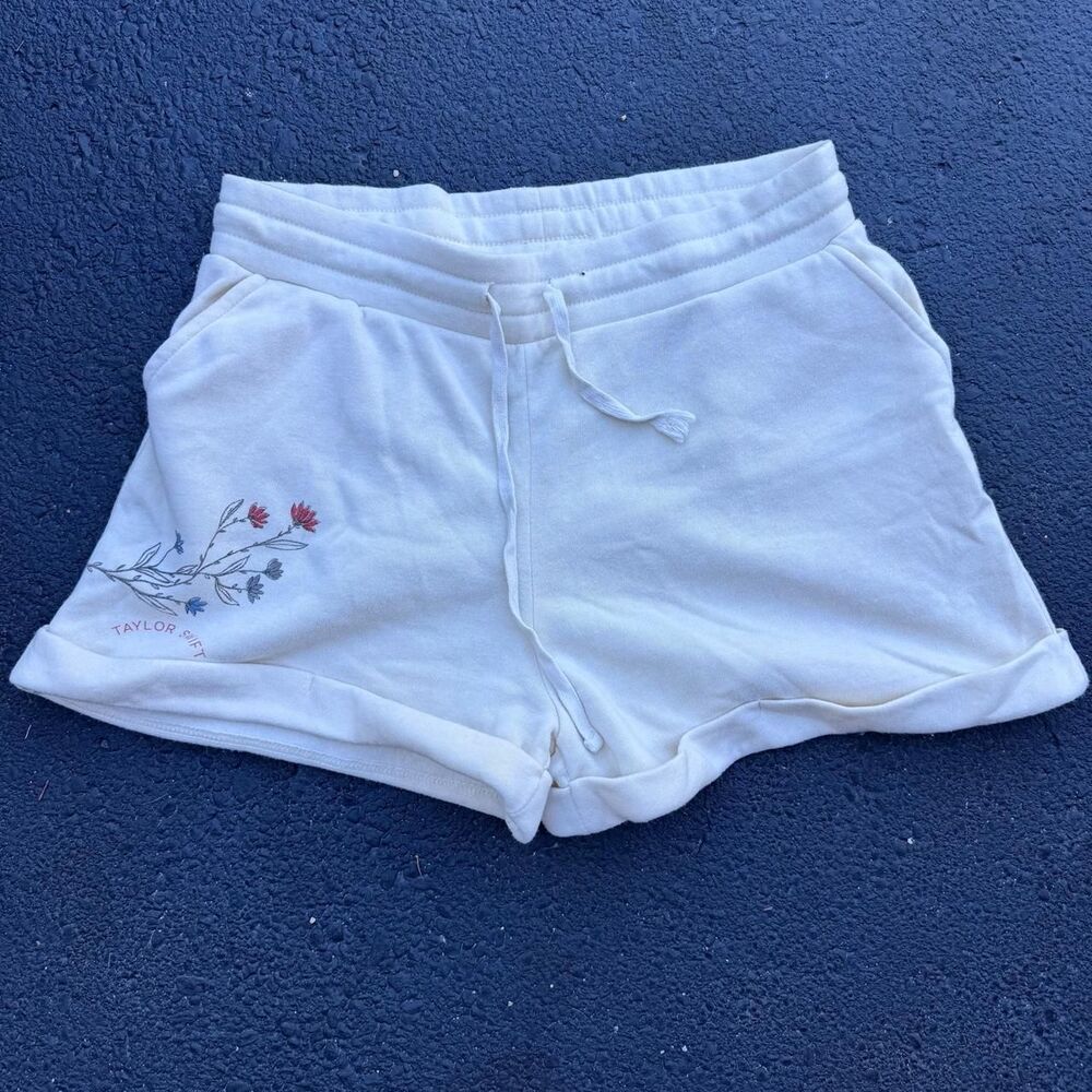 Taylor-swift Women's White and Cream Shorts
